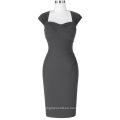 Belle Poque Stock sin mangas ahuecado trasero de nylon de algodón caderas-Wrapped Bodycon gris retro vestido de época BP000155-6